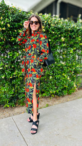 Zuri Shirt Dress - Orange Poppies