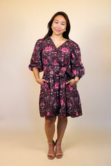 Cora Mini Dress - Maroon Meadow