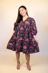 Cora Mini Dress - Maroon Meadow