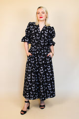 Audrey Midi Dress - Black Butterfly