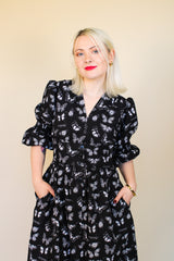Audrey Midi Dress - Black Butterfly