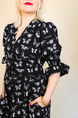 Audrey Midi Dress - Black Butterfly
