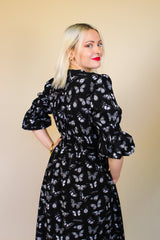 Audrey Midi Dress - Black Butterfly