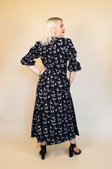 Audrey Midi Dress - Black Butterfly