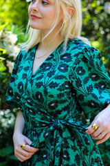 Carmen Wrap Dress - Green Goddess