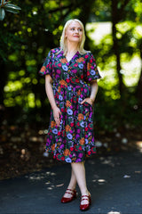 Carmen Wrap Dress - Midnight Bloom