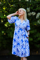 Carmen Wrap Dress - Blue Starling