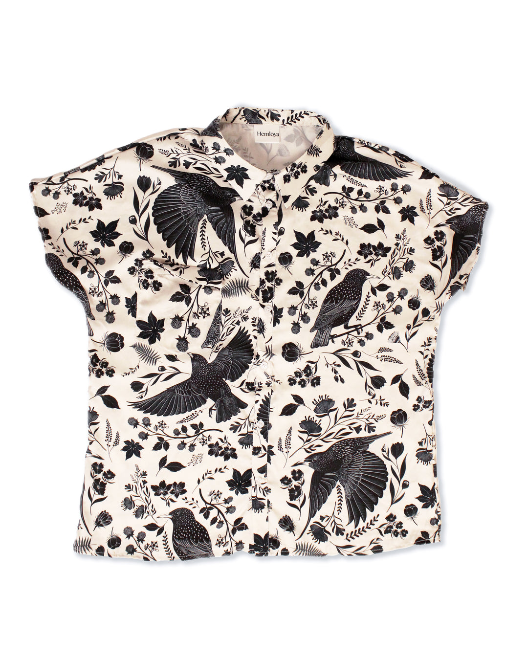 Mens Bird Print Button Up