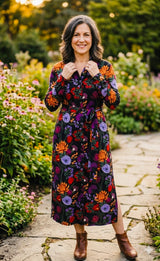 Zaha Shirt Dress - Midnight Bloom