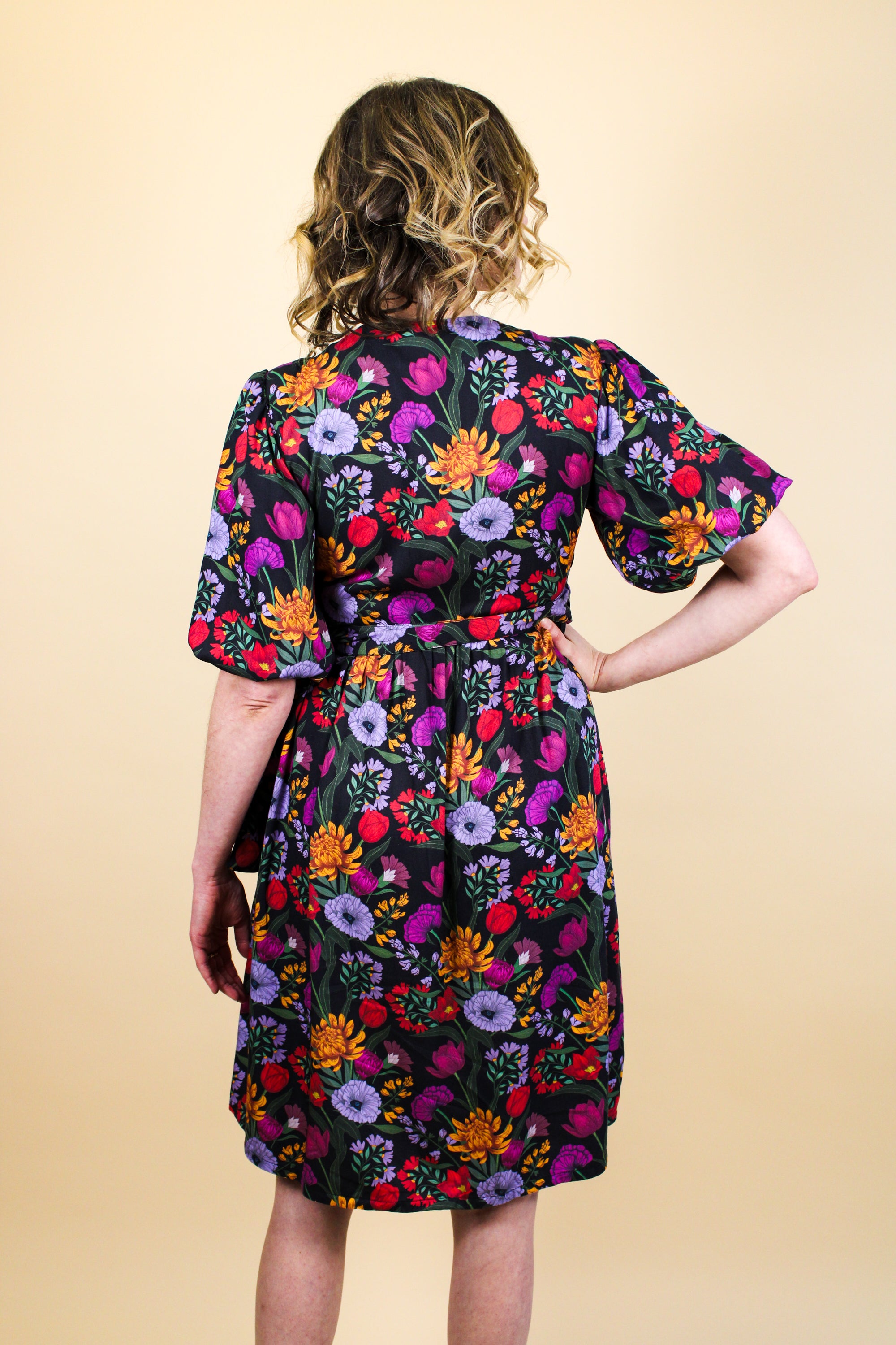 Carmen Wrap Dress - Midnight Bloom