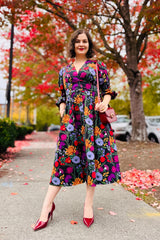 Audrey Midi Dress - Midnight Bloom