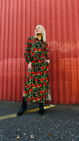 Zaha Shirt Dress - Orange Poppies