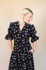 Audrey Midi Dress - Black Butterfly