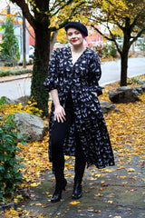 Audrey Midi Dress - Black Butterfly