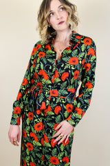 Zaha Shirt Dress - Orange Poppies