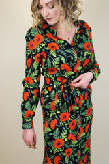 Zaha Shirt Dress - Orange Poppies