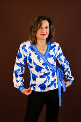 Winona Wrap Top - Blue Magpie