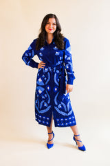 Zaha Shirt Dress - Blue Laurels