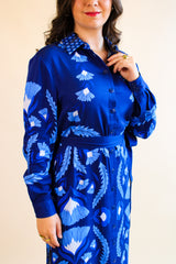Zaha Shirt Dress - Blue Laurels