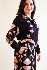Zaha Shirt Dress - Brown Laurels