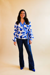 Winona Wrap Top - Blue Magpie