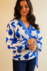 Winona Wrap Top - Blue Magpie