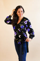 Winona Wrap Top - Purple Anemone
