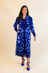 Zaha Shirt Dress - Blue Laurels