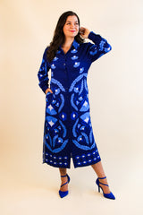 Zaha Shirt Dress - Blue Laurels