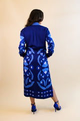 Zaha Shirt Dress - Blue Laurels