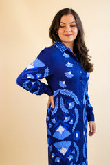 Zaha Shirt Dress - Blue Laurels
