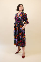Audrey Midi Dress - Midnight Bloom
