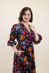 Audrey Midi Dress - Midnight Bloom
