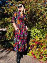 Audrey Midi Dress - Midnight Bloom